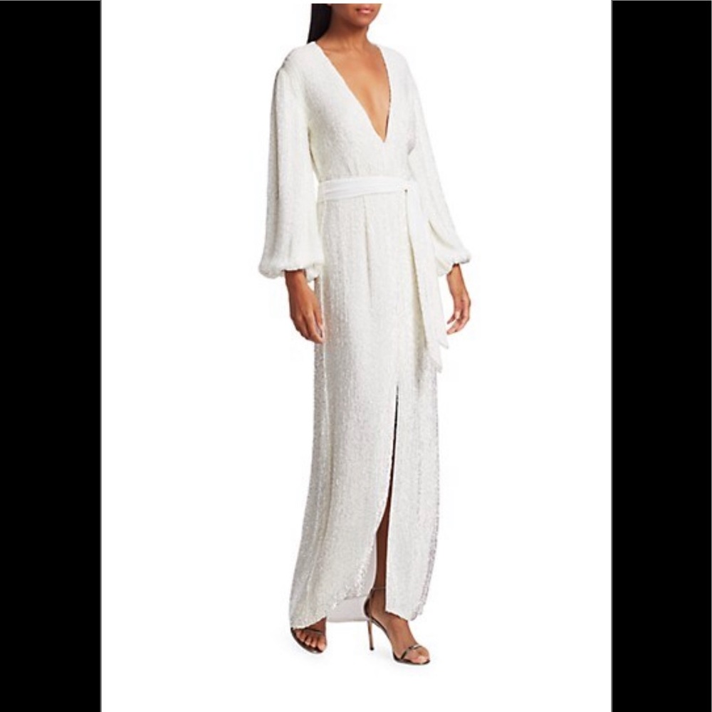 Retrofete Sequined Maxi Dress Size Small in White